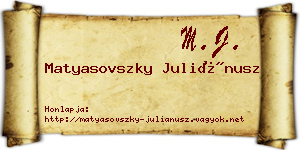 Matyasovszky Juliánusz névjegykártya